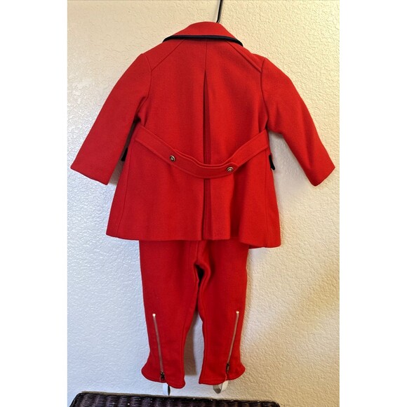 Vintage ROTHSCHILD Girls Wool Velvet Red/Blue Trim Coat & Snow Pants Leggings - Picture 11 of 16